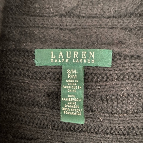 Lauren Ralph Lauren Black Lambswool Cardigan Shawl Collar - Picture 4 of 6